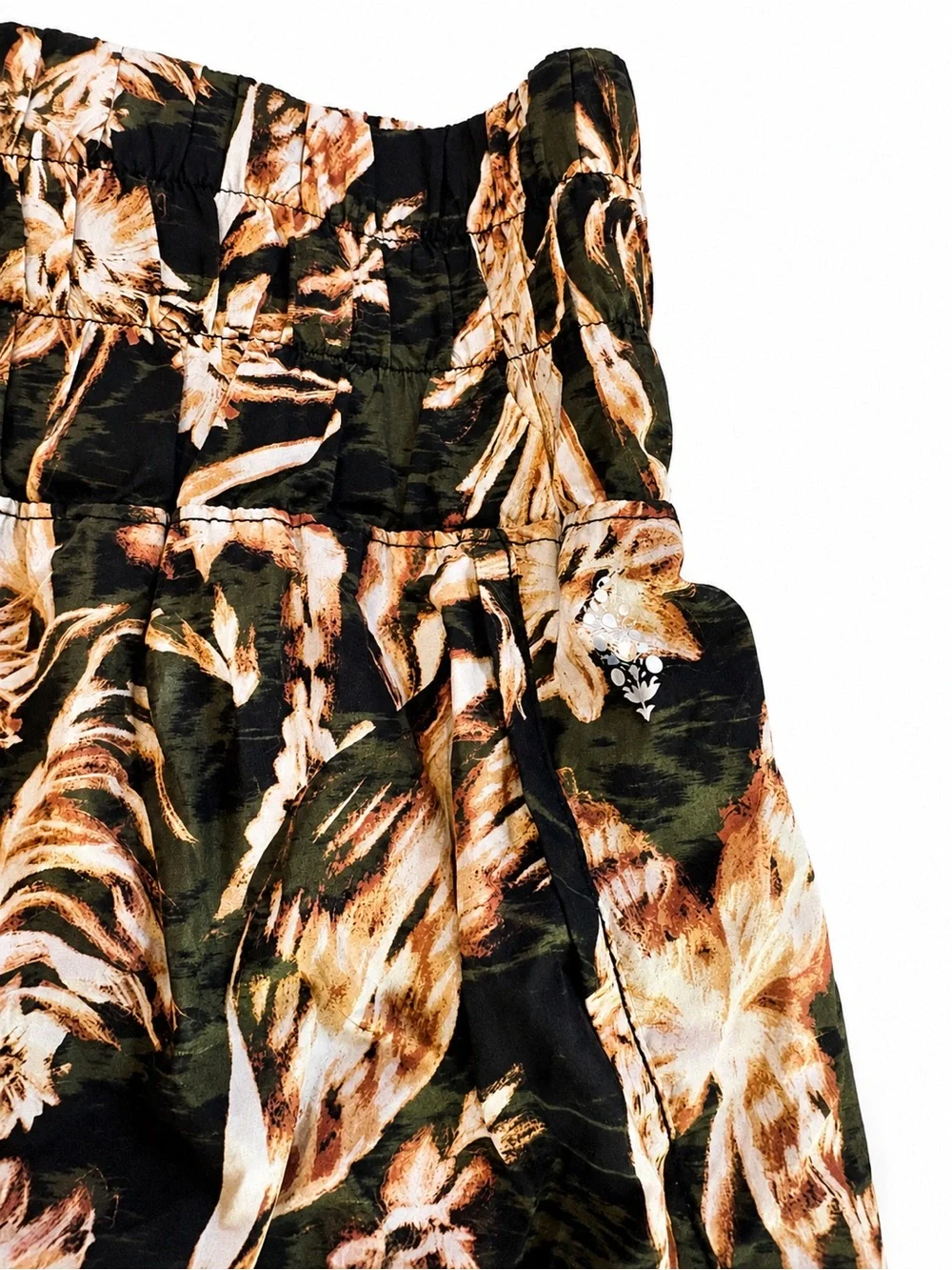 Free People FP Movement Floral Bird Print Lined Running Shorts Back Mesh Pocket